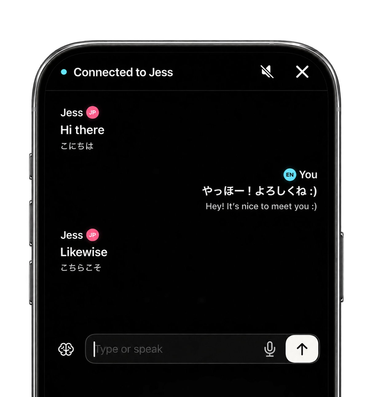 Pela Live chat showing a translated bilingual conversation